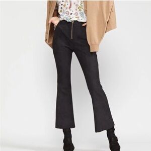 Cynthia Rowley Nadia Stretch Faux Suede Flare Leg Pants Black Sz 4